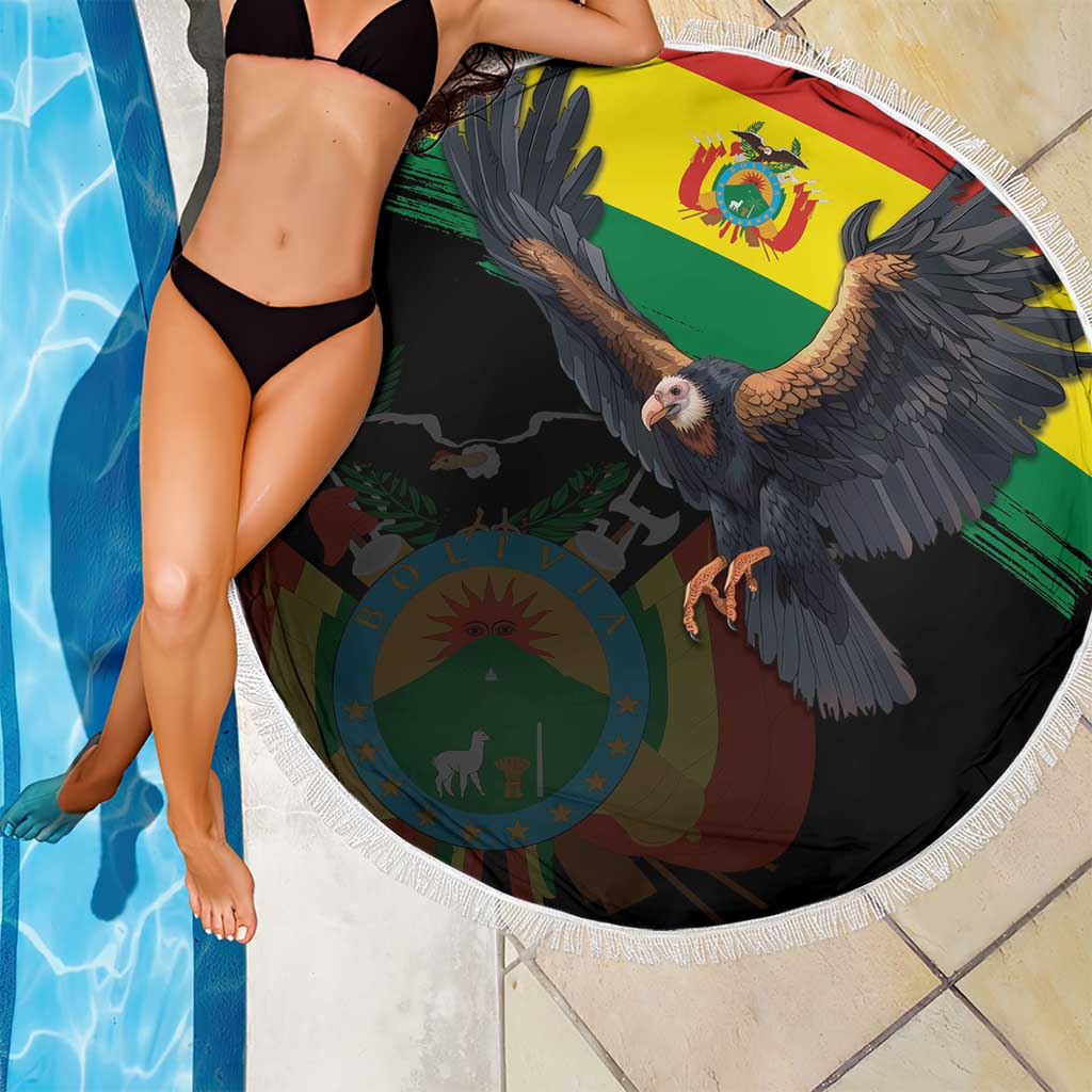 Bolivia Andean Condor Beach Blanket Grunge Flag Motif