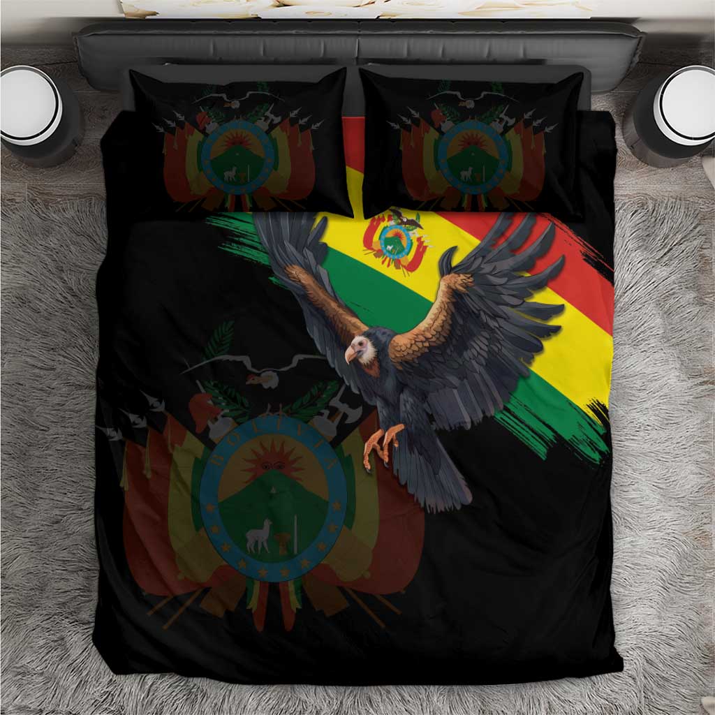 Bolivia Andean Condor Bedding Set Grunge Flag Motif