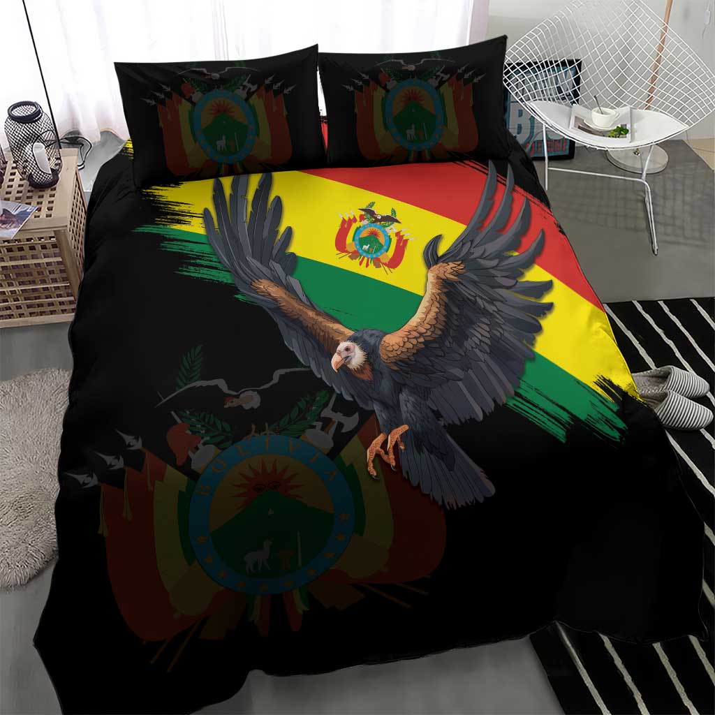 Bolivia Andean Condor Bedding Set Grunge Flag Motif