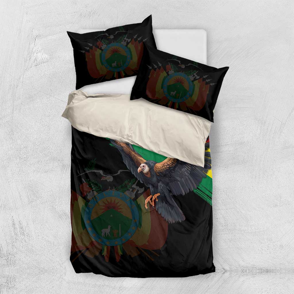Bolivia Andean Condor Bedding Set Grunge Flag Motif