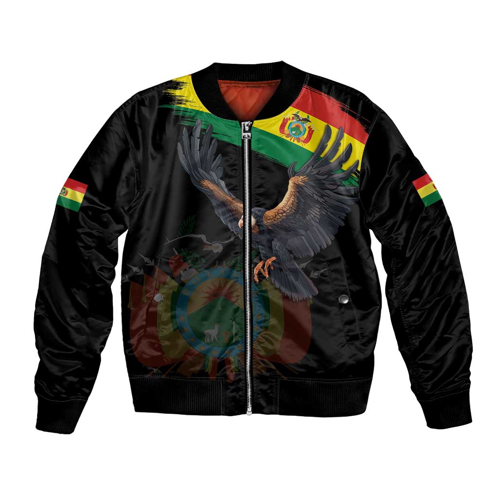 Bolivia Andean Condor Bomber Jacket Grunge Flag Motif