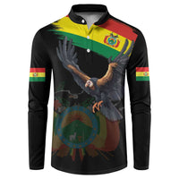 Bolivia Andean Condor Button Sweatshirt Grunge Flag Motif