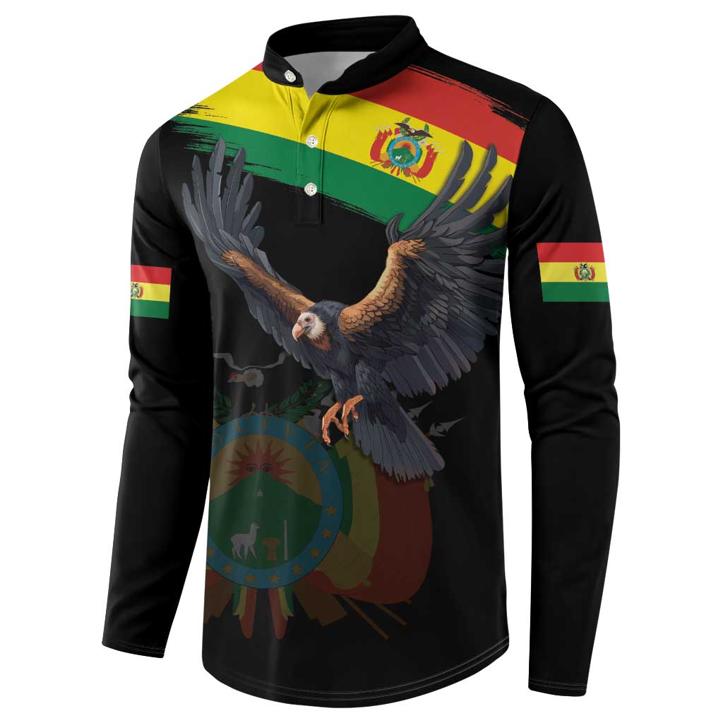 Bolivia Andean Condor Button Sweatshirt Grunge Flag Motif