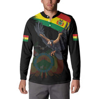 Bolivia Andean Condor Button Sweatshirt Grunge Flag Motif