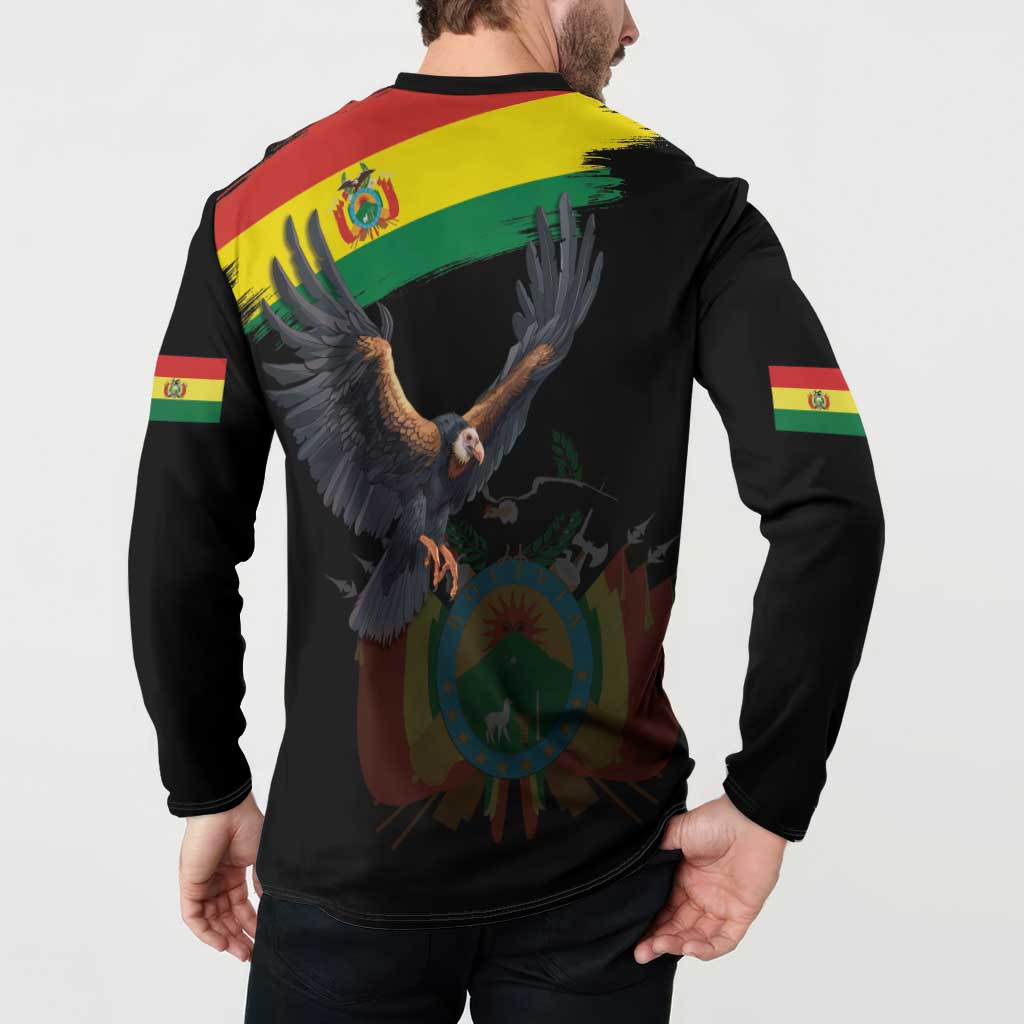Bolivia Andean Condor Button Sweatshirt Grunge Flag Motif