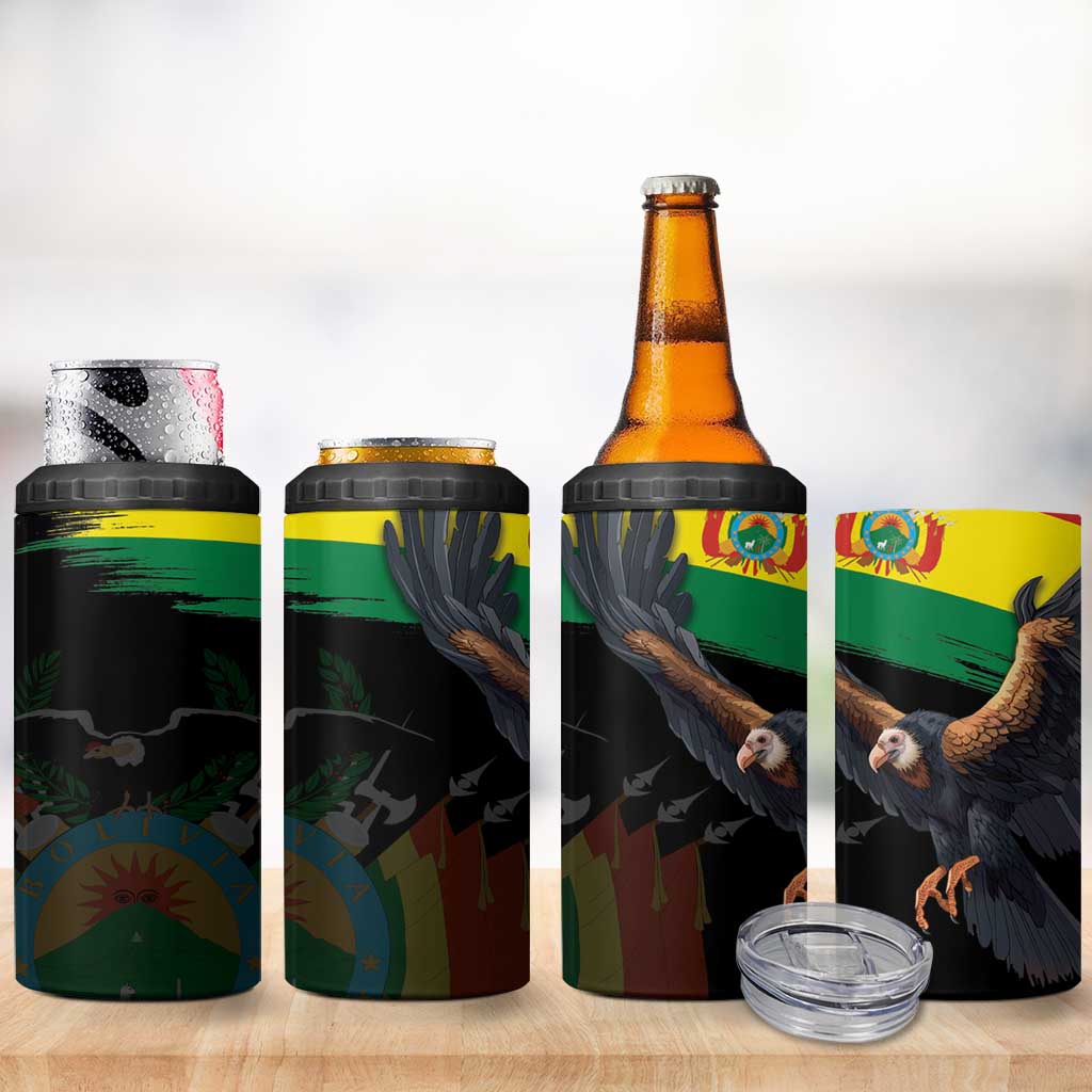 Bolivia Andean Condor 4 in 1 Can Cooler Tumbler Grunge Flag Motif