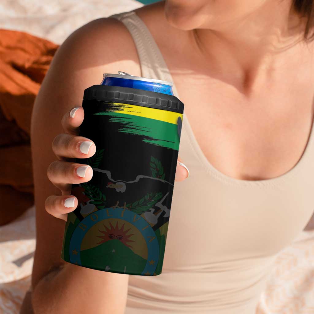 Bolivia Andean Condor 4 in 1 Can Cooler Tumbler Grunge Flag Motif