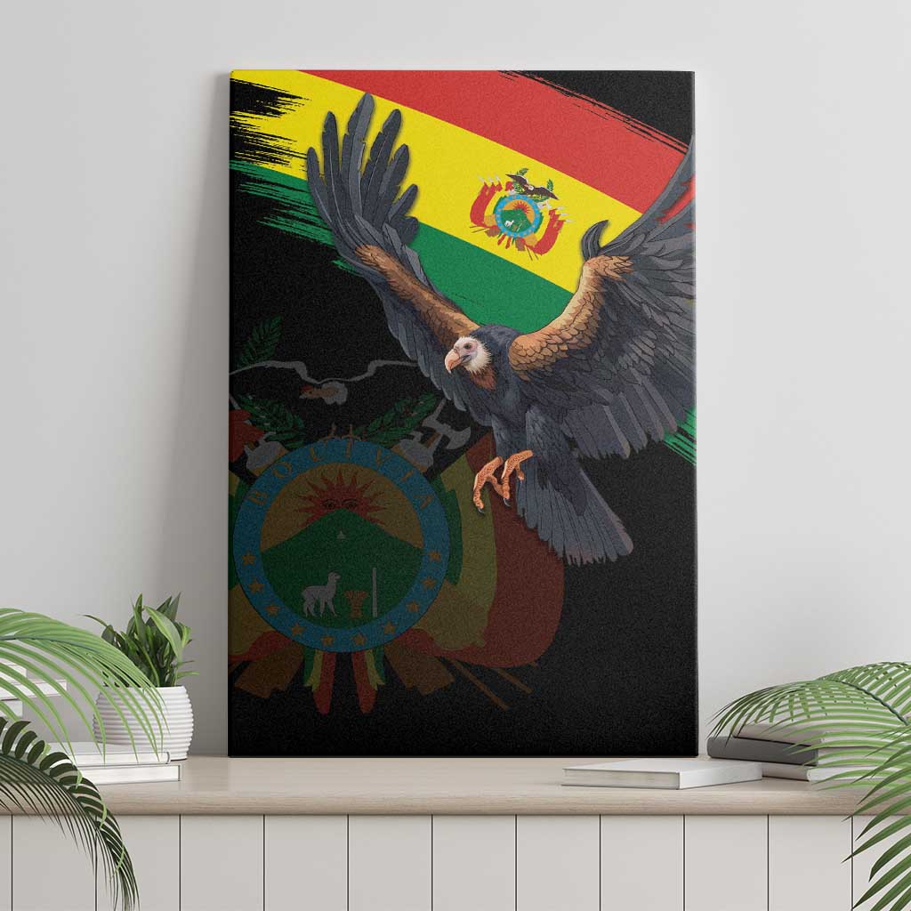 Bolivia Andean Condor Canvas Wall Art Grunge Flag Motif