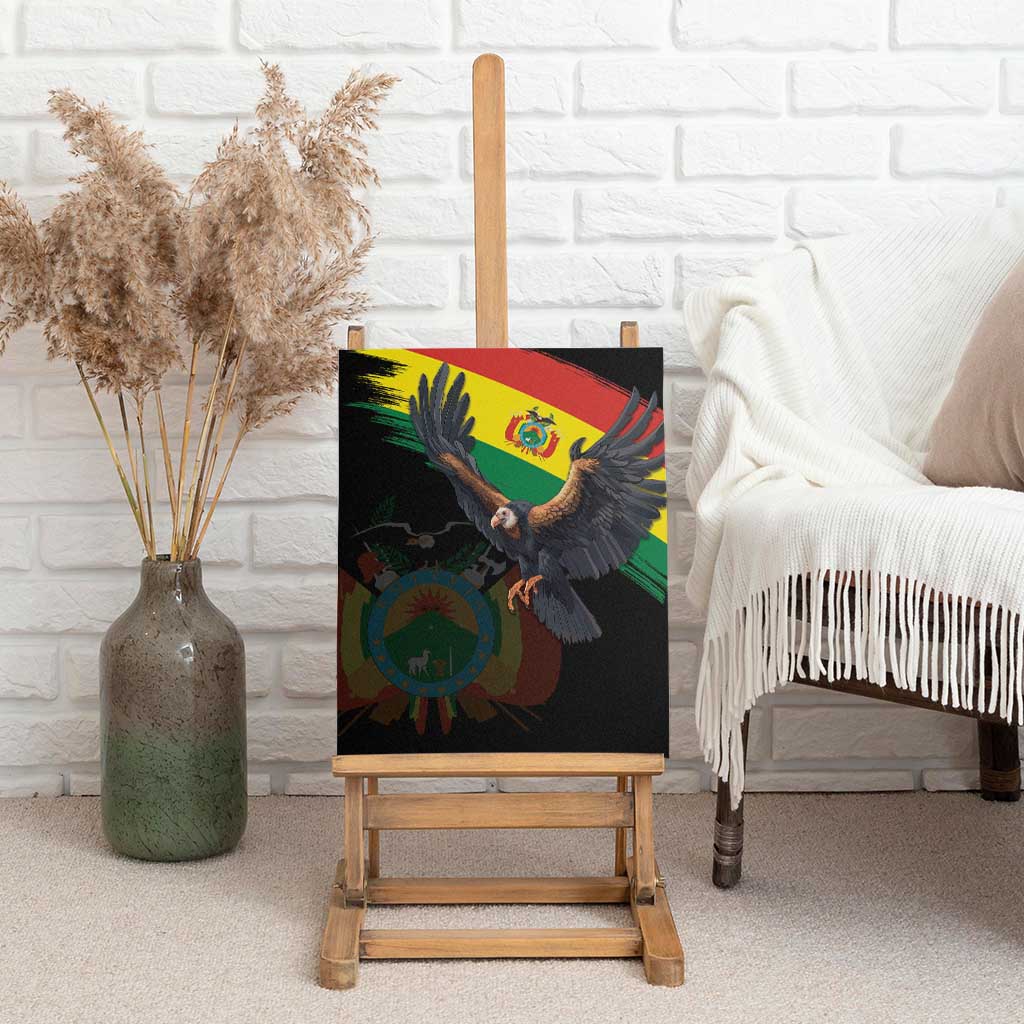 Bolivia Andean Condor Canvas Wall Art Grunge Flag Motif