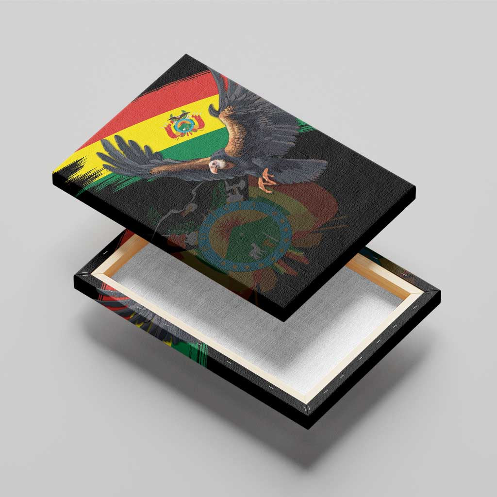 Bolivia Andean Condor Canvas Wall Art Grunge Flag Motif