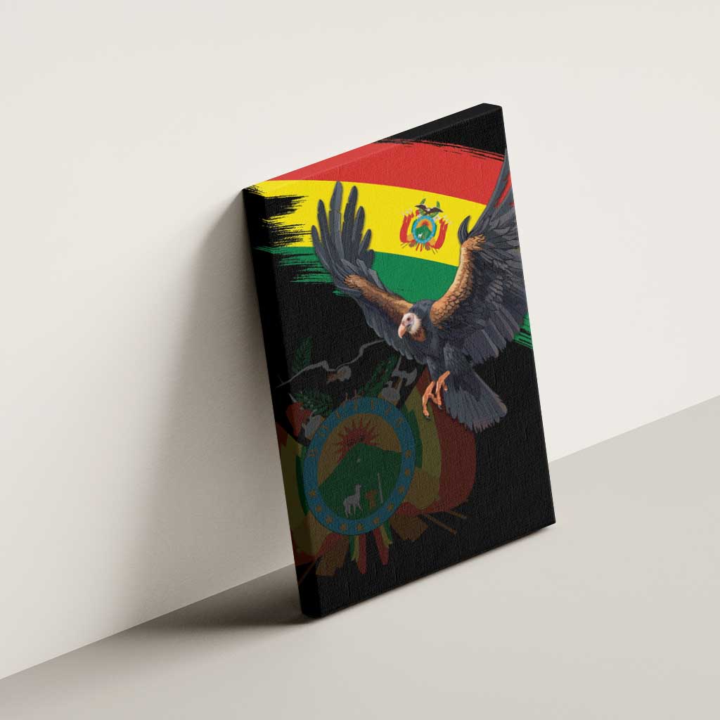 Bolivia Andean Condor Canvas Wall Art Grunge Flag Motif