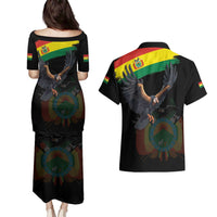 Bolivia Andean Condor Couples Matching Puletasi and Hawaiian Shirt Grunge Flag Motif