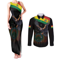 Bolivia Andean Condor Couples Matching Tank Maxi Dress and Long Sleeve Button Shirt Grunge Flag Motif