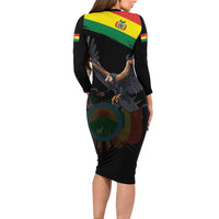Bolivia Andean Condor Family Matching Long Sleeve Bodycon Dress and Hawaiian Shirt Grunge Flag Motif
