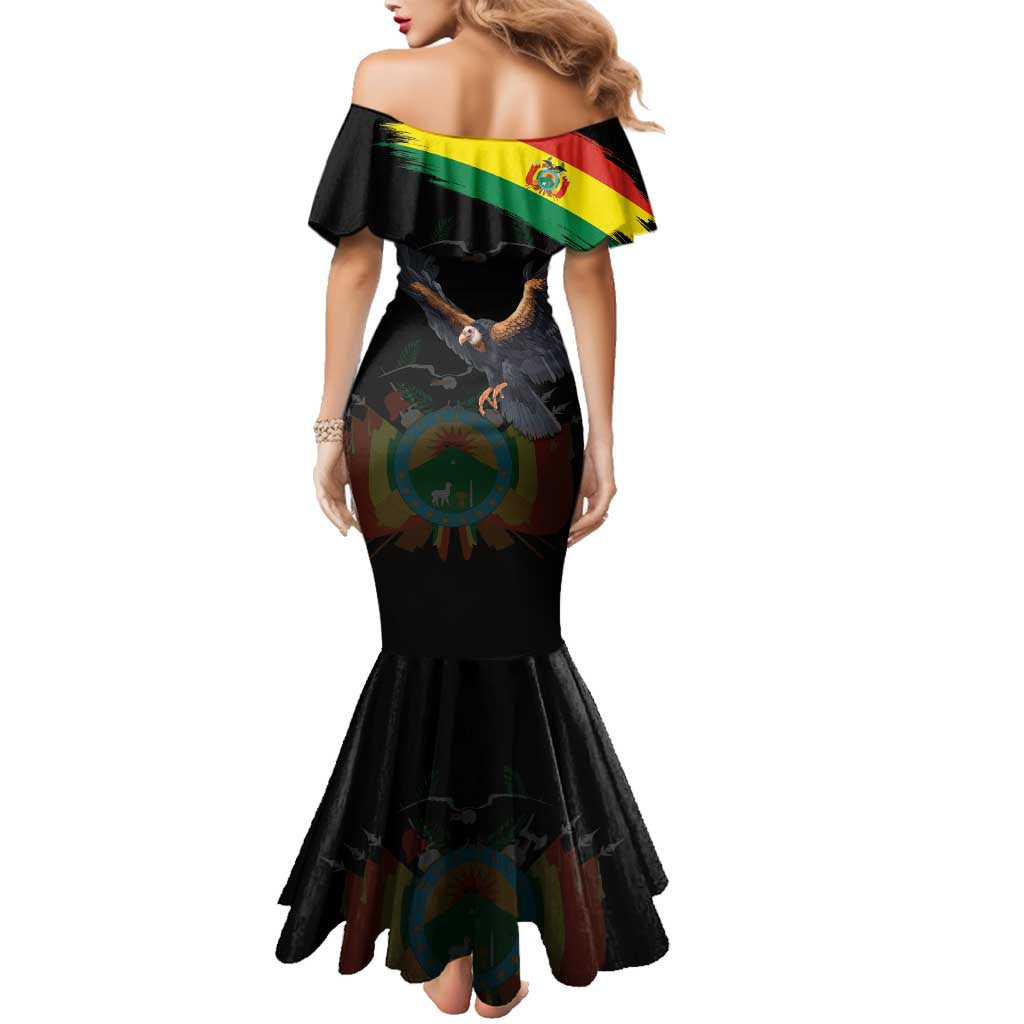 Bolivia Andean Condor Family Matching Mermaid Dress and Hawaiian Shirt Grunge Flag Motif