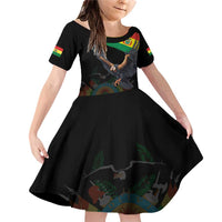 Bolivia Andean Condor Family Matching Off Shoulder Short Dress and Hawaiian Shirt Grunge Flag Motif