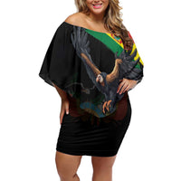 Bolivia Andean Condor Family Matching Off Shoulder Short Dress and Hawaiian Shirt Grunge Flag Motif