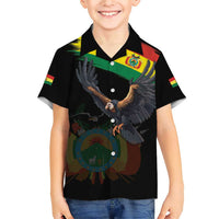 Bolivia Andean Condor Family Matching Short Sleeve Bodycon Dress and Hawaiian Shirt Grunge Flag Motif