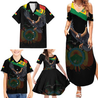 Bolivia Andean Condor Family Matching Summer Maxi Dress and Hawaiian Shirt Grunge Flag Motif