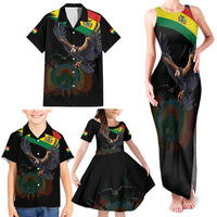 Bolivia Andean Condor Family Matching Tank Maxi Dress and Hawaiian Shirt Grunge Flag Motif