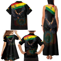 Bolivia Andean Condor Family Matching Tank Maxi Dress and Hawaiian Shirt Grunge Flag Motif