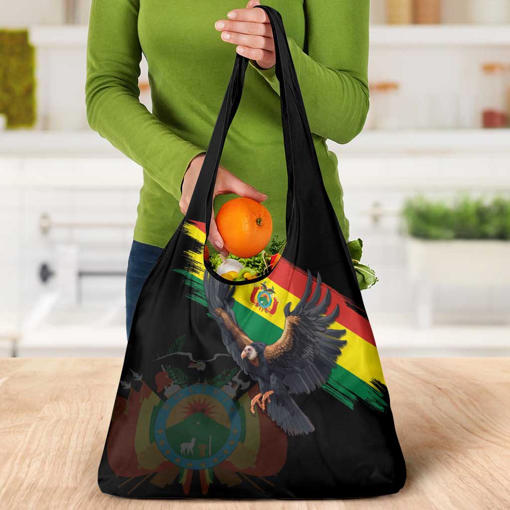 Bolivia Andean Condor Grocery Bag Grunge Flag Motif