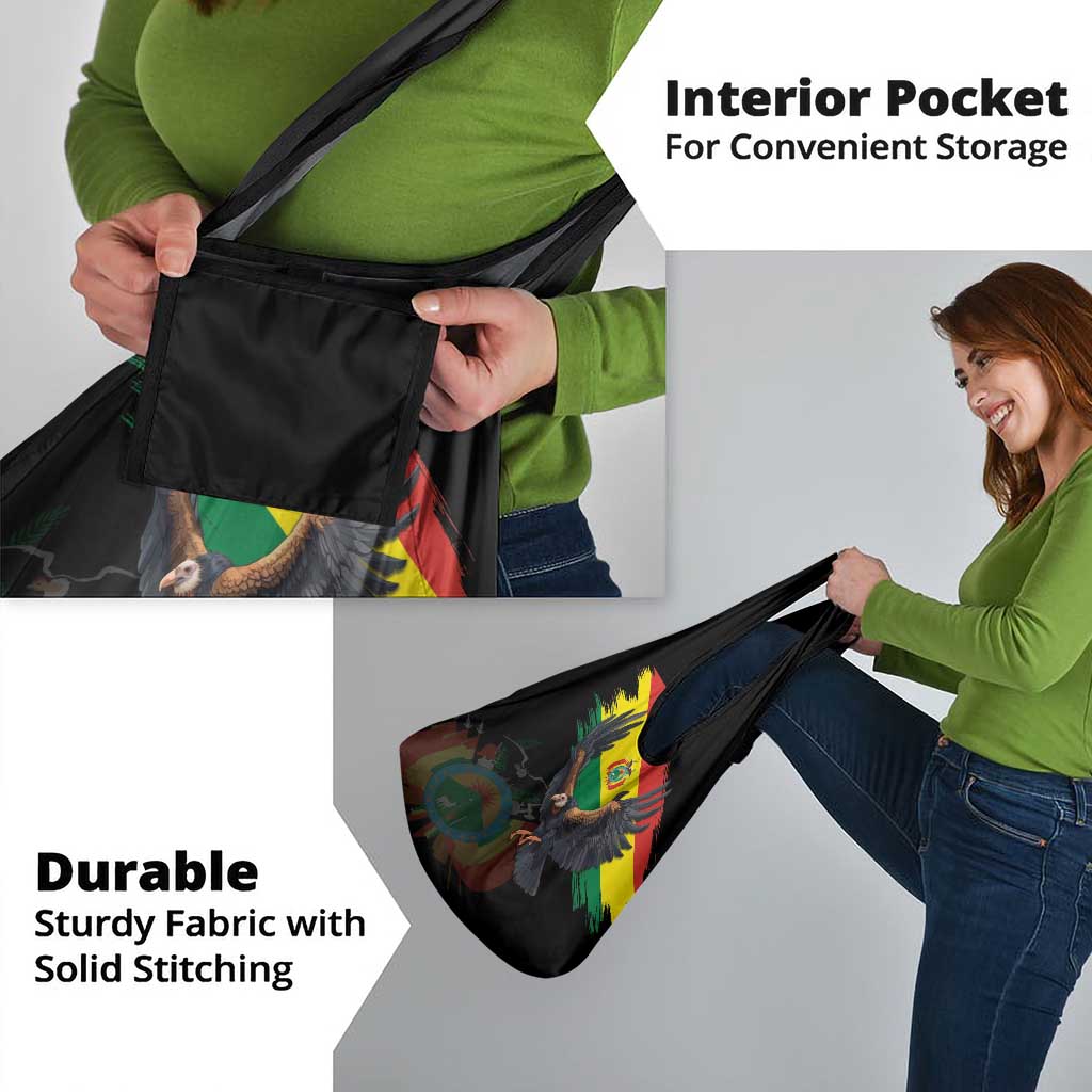 Bolivia Andean Condor Grocery Bag Grunge Flag Motif