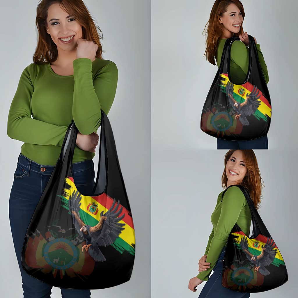 Bolivia Andean Condor Grocery Bag Grunge Flag Motif
