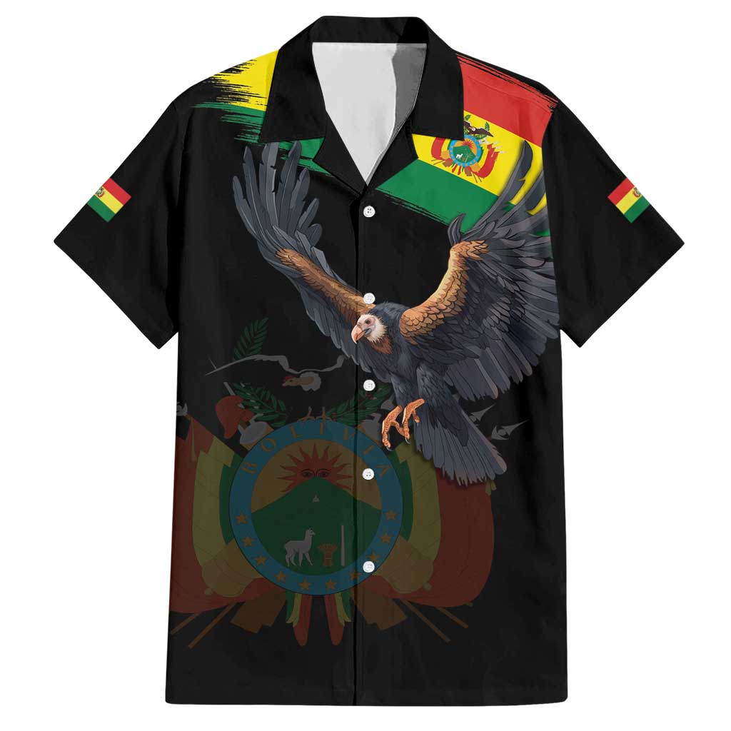 Bolivia Andean Condor Hawaiian Shirt Grunge Flag Motif