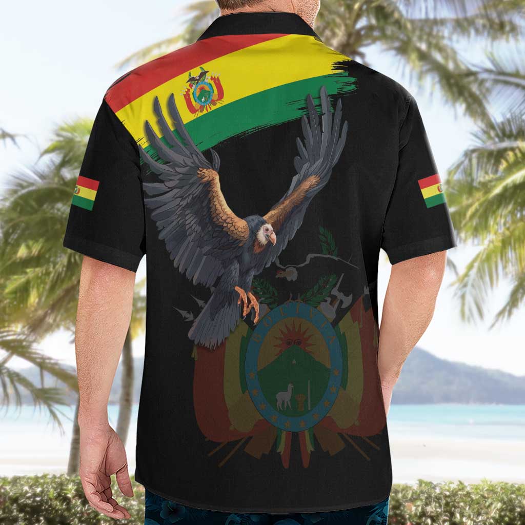 Bolivia Andean Condor Hawaiian Shirt Grunge Flag Motif