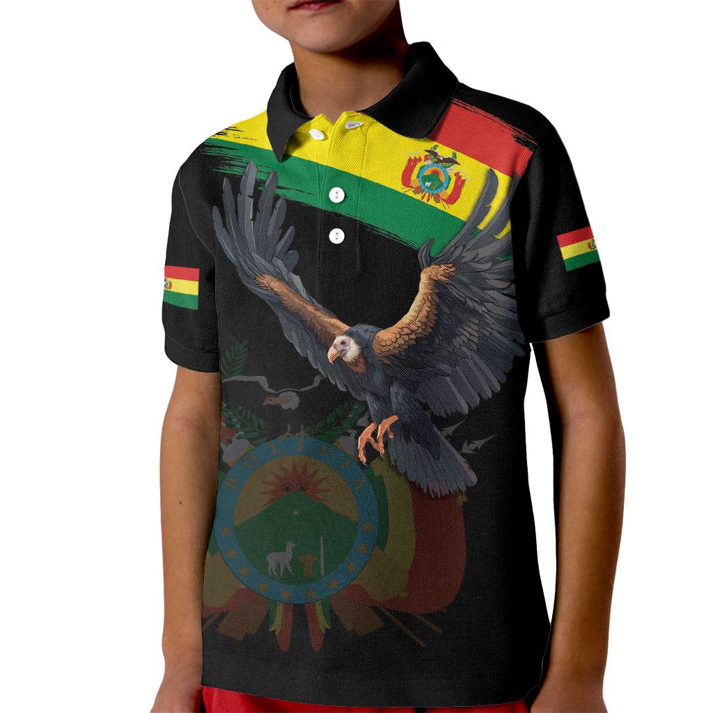 Bolivia Andean Condor Kid Polo Shirt Grunge Flag Motif
