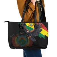 Bolivia Andean Condor Leather Tote Bag Grunge Flag Motif