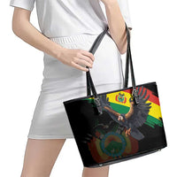 Bolivia Andean Condor Leather Tote Bag Grunge Flag Motif