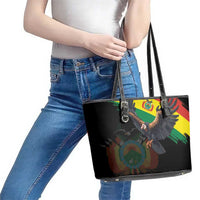 Bolivia Andean Condor Leather Tote Bag Grunge Flag Motif