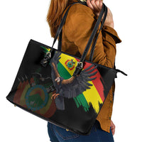 Bolivia Andean Condor Leather Tote Bag Grunge Flag Motif