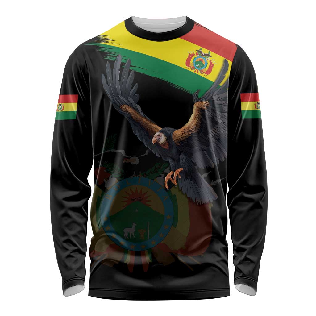 Bolivia Andean Condor Long Sleeve Shirt Grunge Flag Motif