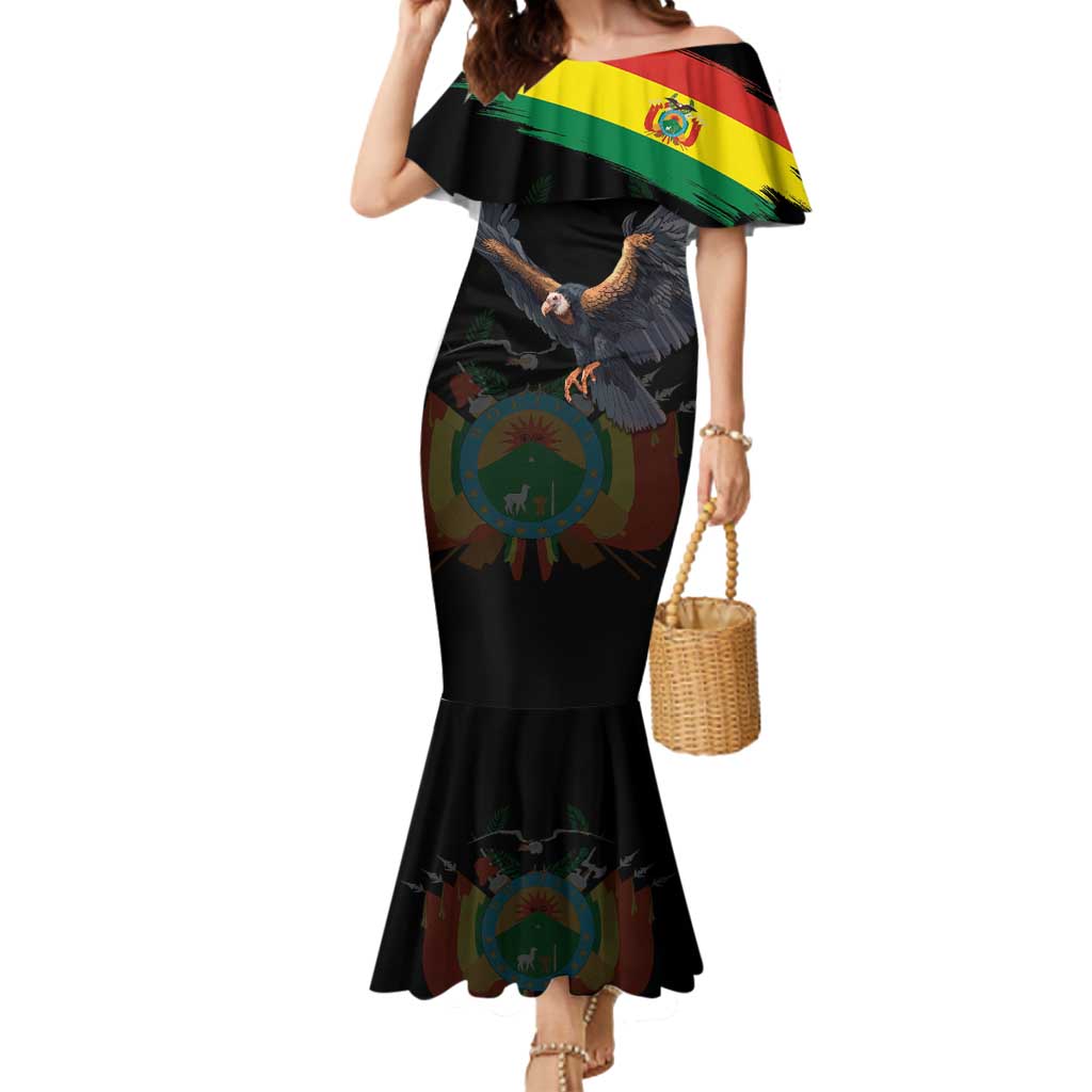 Bolivia Andean Condor Mermaid Dress Grunge Flag Motif