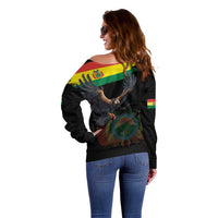 Bolivia Andean Condor Off Shoulder Sweater Grunge Flag Motif
