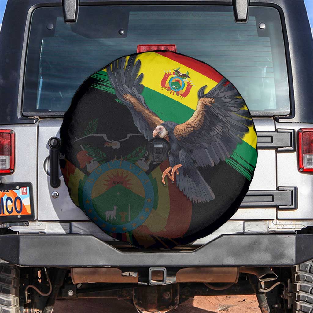Bolivia Andean Condor Spare Tire Cover Grunge Flag Motif