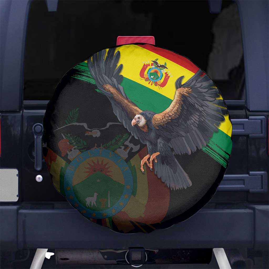 Bolivia Andean Condor Spare Tire Cover Grunge Flag Motif