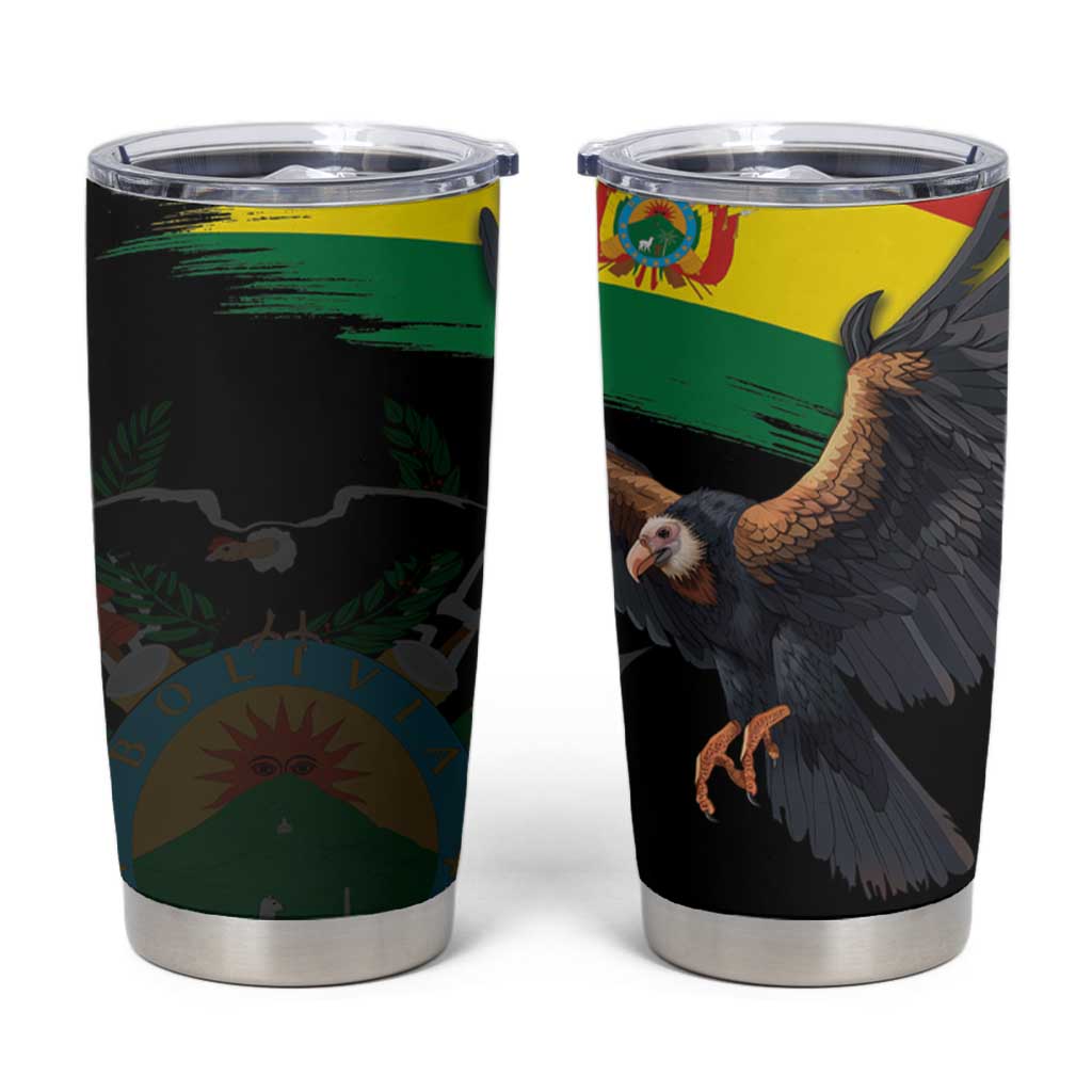 Bolivia Andean Condor Tumbler Cup Grunge Flag Motif