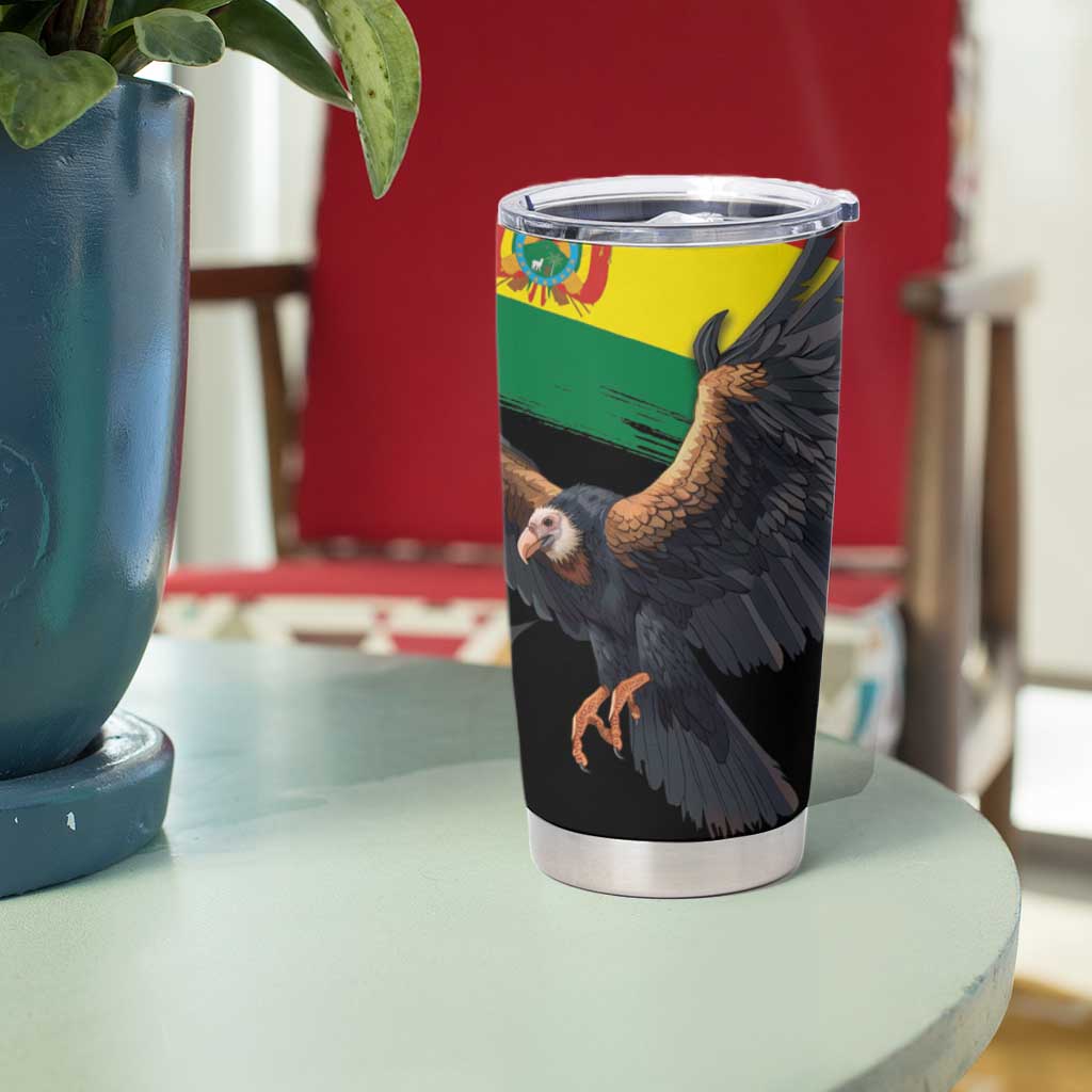 Bolivia Andean Condor Tumbler Cup Grunge Flag Motif