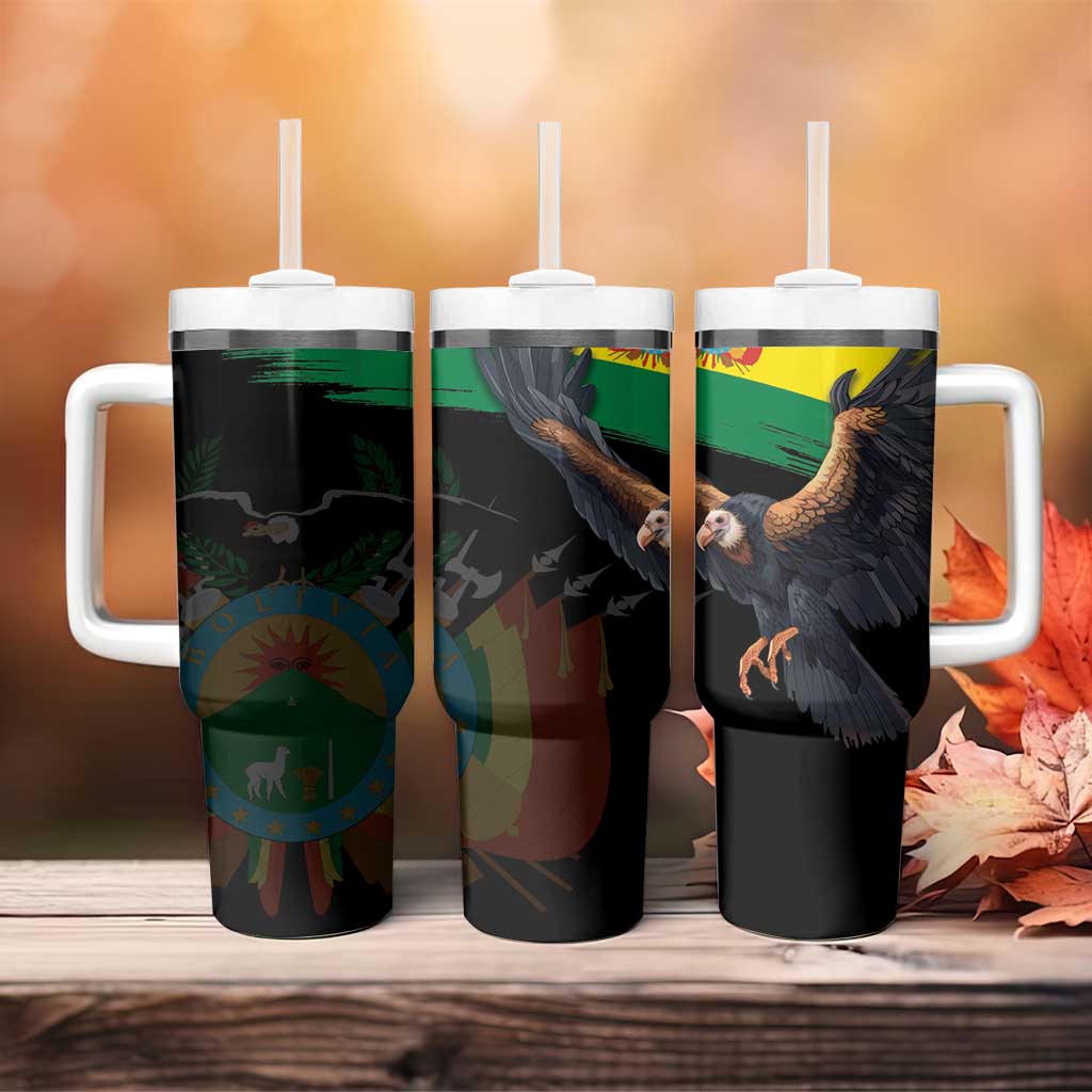 Bolivia Andean Condor Tumbler With Handle Grunge Flag Motif
