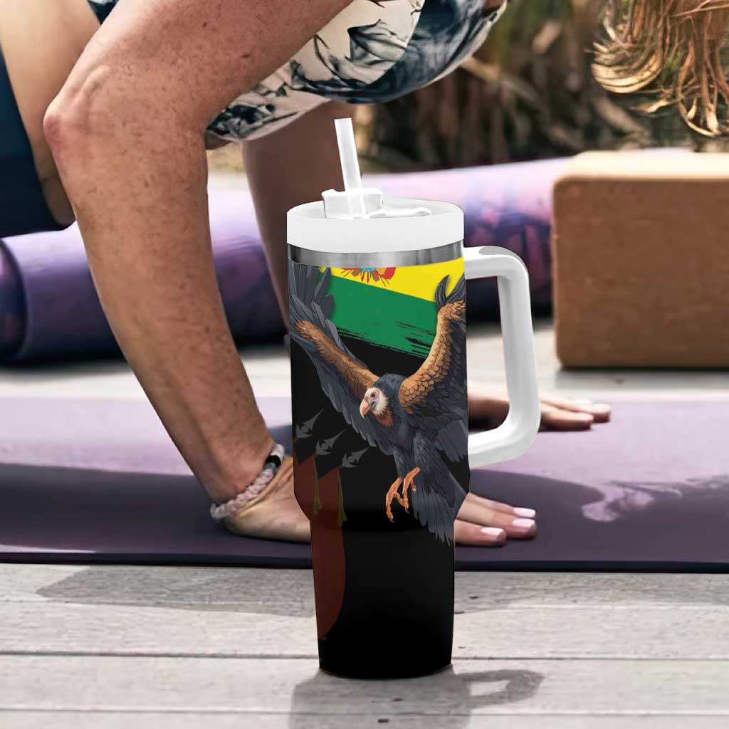 Bolivia Andean Condor Tumbler With Handle Grunge Flag Motif