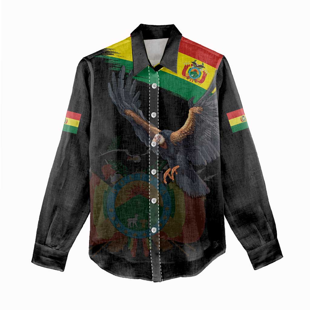 Bolivia Andean Condor Women Casual Shirt Grunge Flag Motif