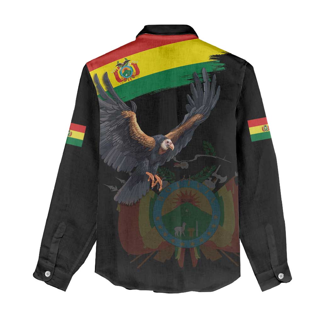 Bolivia Andean Condor Women Casual Shirt Grunge Flag Motif