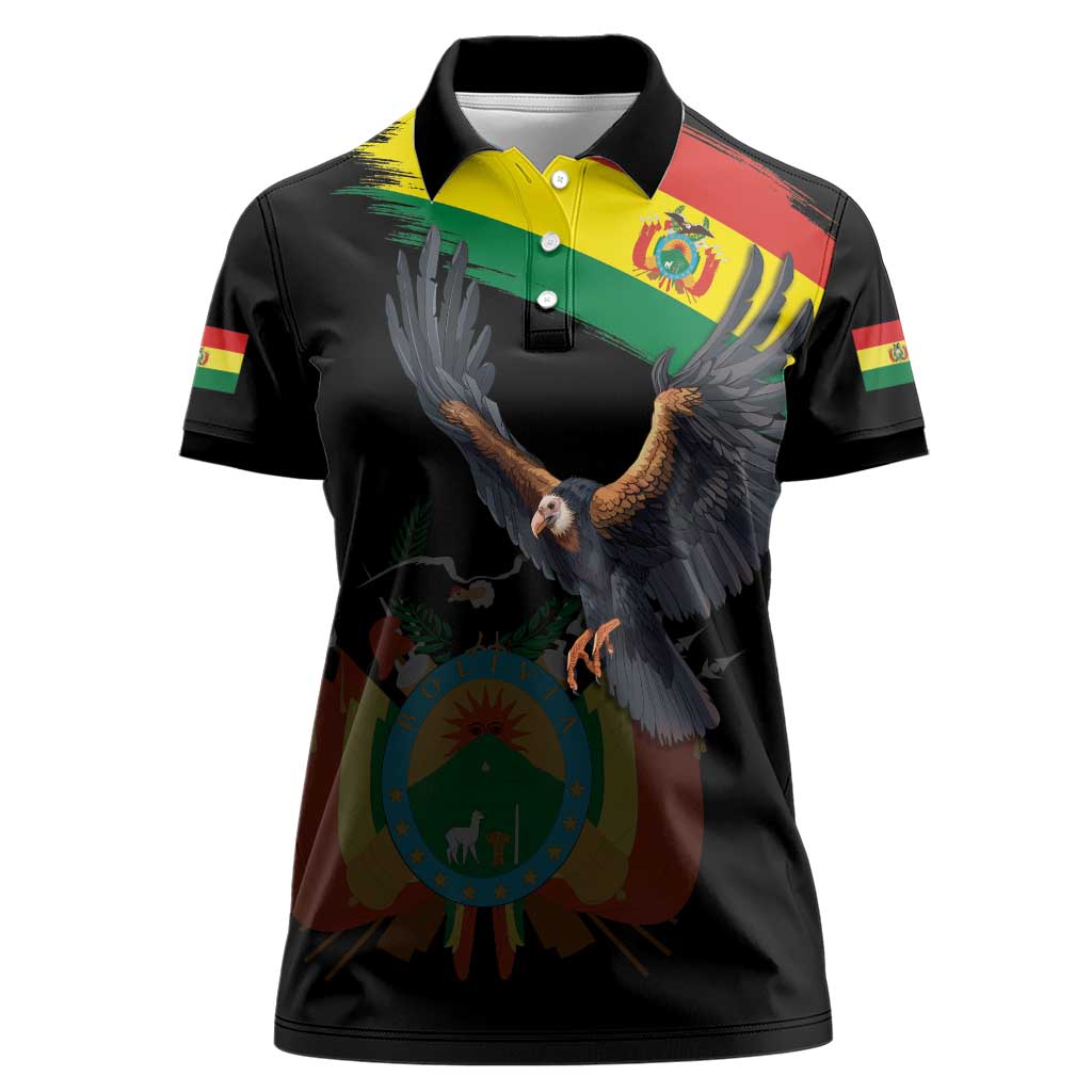 Bolivia Andean Condor Women Polo Shirt Grunge Flag Motif
