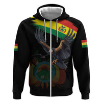 Bolivia Andean Condor Zip Hoodie Grunge Flag Motif