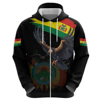 Bolivia Andean Condor Zip Hoodie Grunge Flag Motif