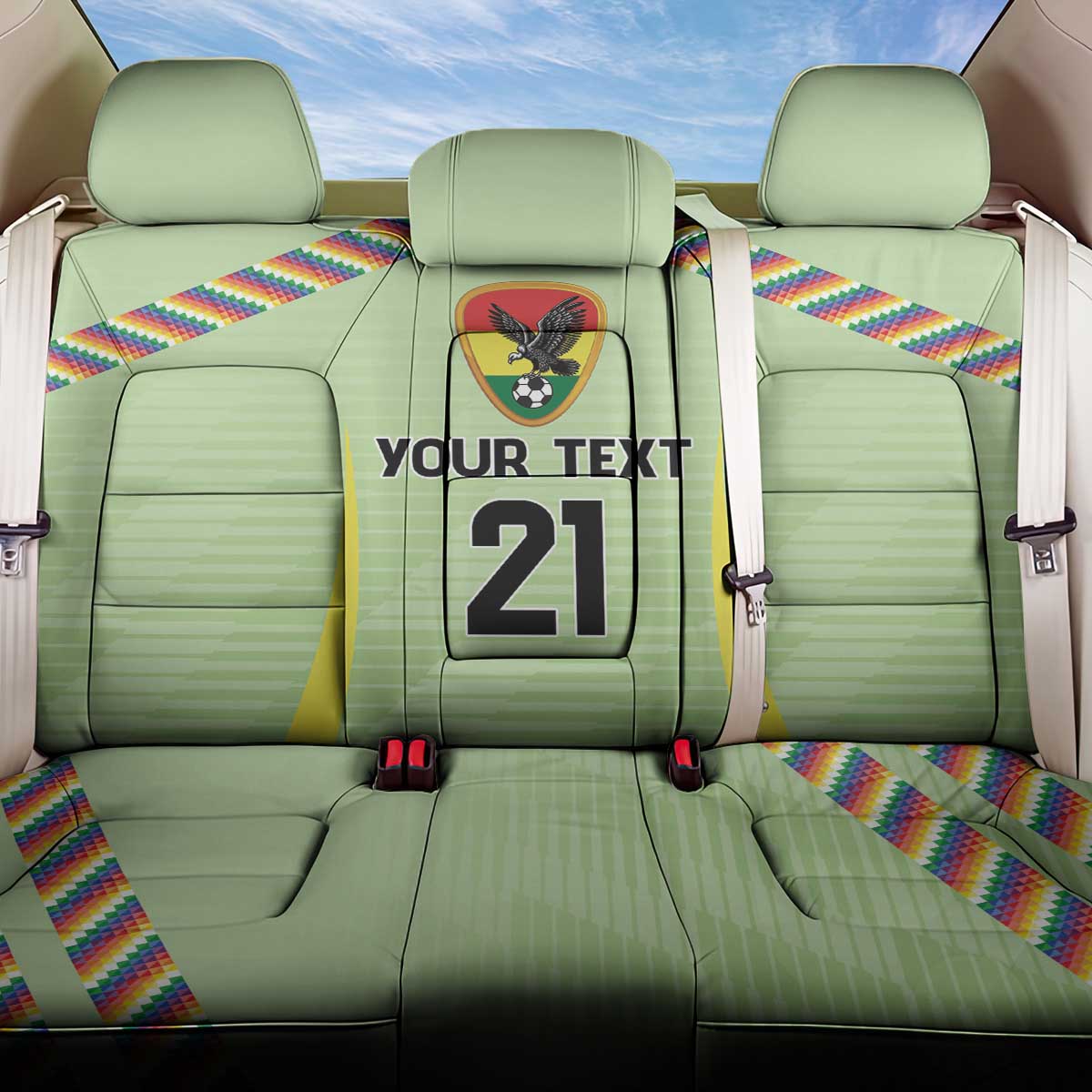 Bolivia Football Custom Back Car Seat Cover Wiphala Flag Pattern Spirit